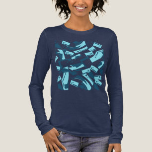 Aqua Turquoise Blue Diagonal Stückchen Tri-Blend Shirt