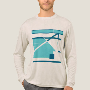 Aqua Turquoise Blue Geometric Abstrakt MCM Look Tri-Blend Shirt