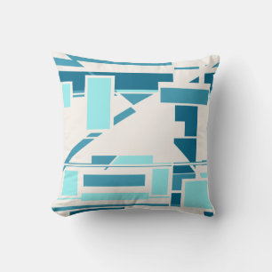 Aqua Turquoise Blue Off-white Southwest Art Look Kissen
