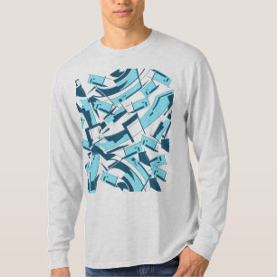Aqua Turquoise Diagonal Stückchen Abstrakt T-Shirt