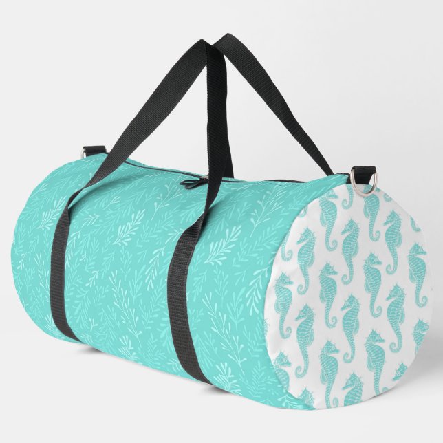 AQUA TURQUOISE SEEPFERD UND UNTERSEETHEMEN DUFFLE BAG (Linke Ecke)