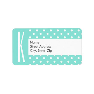 Aqua Turquoise & White Polka Dots Adressaufkleber