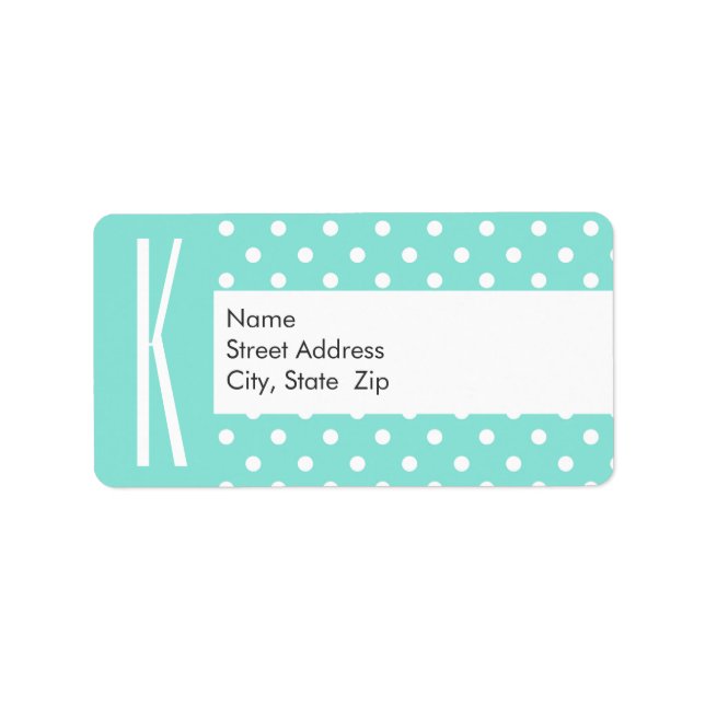 Aqua Turquoise & White Polka Dots Adressaufkleber (Vorne)