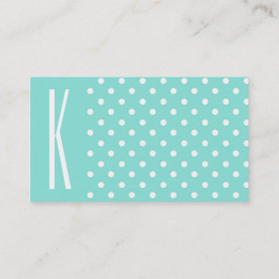 Aqua Turquoise & White Polka Dots Visitenkarte