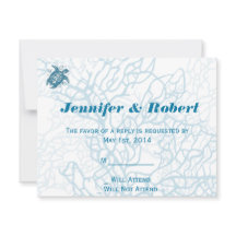 Aqua Turtle Liebe Wedding Response Card