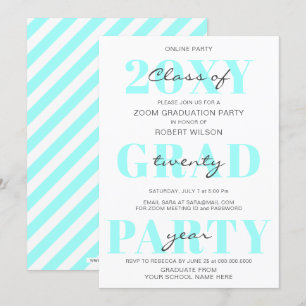 Aqua Typografy Modern Online Graduation Party Einladung