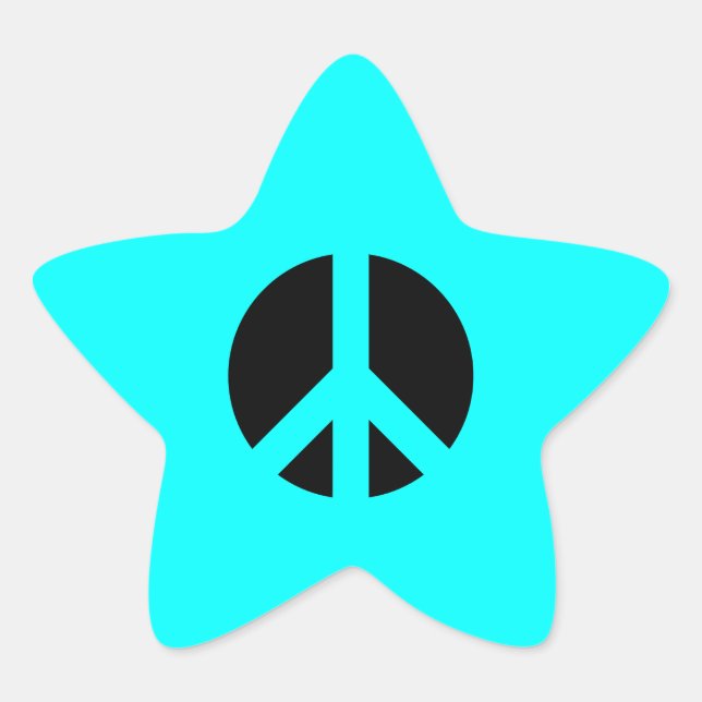 Aqua und Black Peace Symbol Stern-Aufkleber (Vorderseite)
