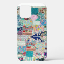 Aqua und Blau Quilt-Tapeten-Design