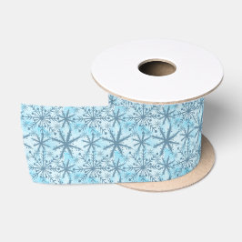 Aqua und Blau und Weiße Schneeflocke Satinband