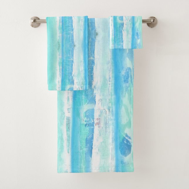Aqua und Blue Abstrakt Tree Trunks Badehandtuchhal Badhandtuch Set (Insitu)
