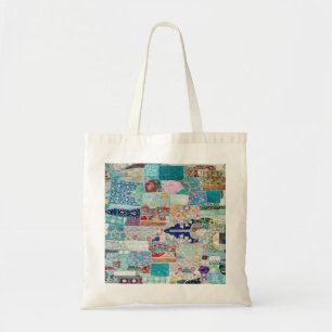 Aqua-und Blues-Steppdecken-Tapisserie entwerfen Tragetasche