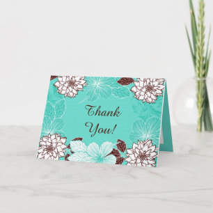 Aqua und Brown Blume geklappt Danke Karte