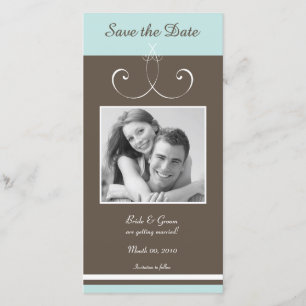 Aqua und Brown Save the Date Foto Cards