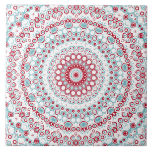 Aqua- und Crimson-Mandala-Muster Fliese