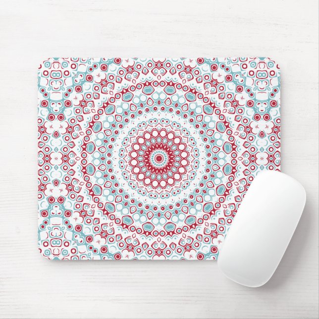 Aqua und Crimson Mandala Pattern Mousepad (Mit Mouse)