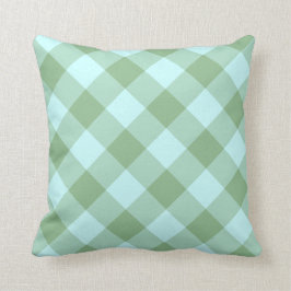 Aqua und Dark Sea Green Gingham Kissen