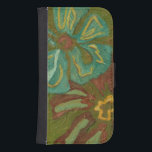 Aqua und gebrannte orange Blumen auf grünem Geldbeutel Hülle Für Das Samsung Galaxy S4<br><div class="desc">Schwere Farbenschlagmänner interpunktieren dieses Stück durch Chariklia Zarris. Aqua und gebrannter orange Blumenwebstuhl groß auf einem Limonen grünen Hintergrund. Ein großes Stück,  zum Sie zu helfen beginnen Ihre Kunstsammlung!</div>