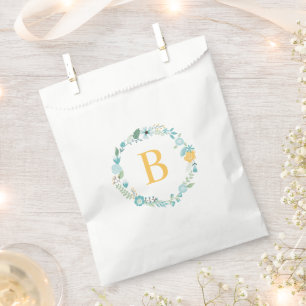 Aqua und Gelbblütenreath Custom Monogram Geschenktütchen