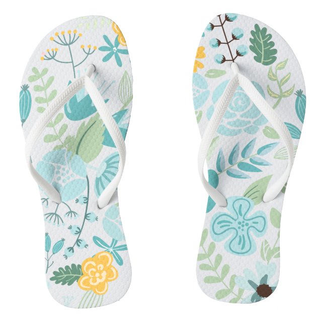 Aqua und Gelbe Flora Flip Flops (Fußbett)