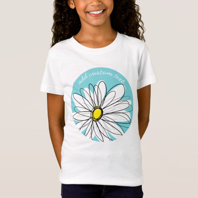 Aqua und gelber weißlicher Daisy benutzerdefiniert T-Shirt (Vorderseite)