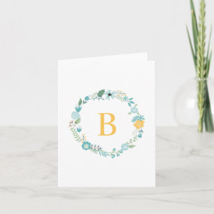 Aqua und Gelbmit Monogramm BlumenWreath