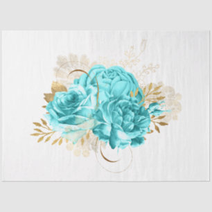 Aqua und Gold Floral Design 20 Seidenpapier