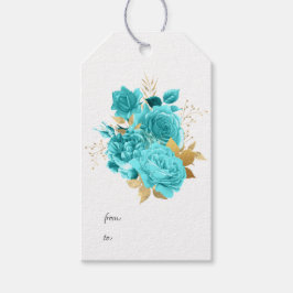 Aqua und Gold Floral Geschenkanhänger