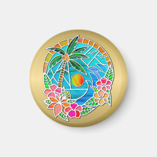 Aqua und Gold Ozean Palme Sommerlandschaft Magnet