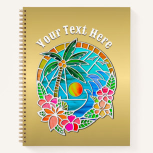 Aqua und Gold Ozean Palme Sommerlandschaft Notizbuch