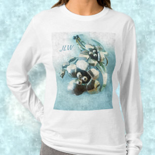 Aqua und Gold Vintage-Metall-Lilie T-Shirt