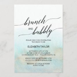 Aqua und Gold Wassercolor Beach Brunch und Bubbly Einladung