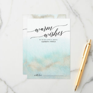 Aqua und Gold Wasserfarben Rezept und Brunnen Wüns Hinweiskarte