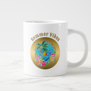 Aqua und Golden Ocean Palm Tree Sommerlandschaft Jumbo-Tasse