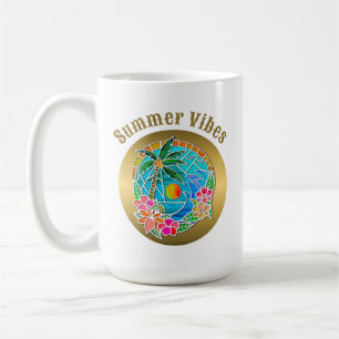 Aqua und Golden Ocean Palm Tree Sommerlandschaft Kaffeetasse
