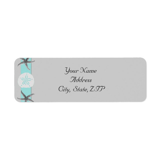 Aqua und Grau Band Starfish Rücksendeadresse (Vorne)