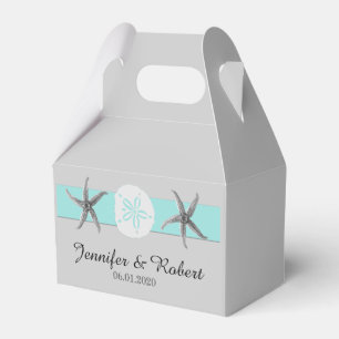 Aqua und Grau Band Starfish und Sand Dollar Geschenkschachtel
