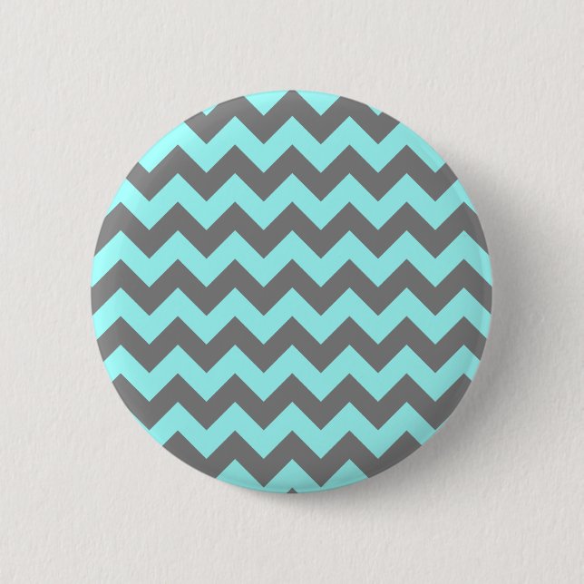 Aqua- und Grau-Zickzack Button (Vorderseite)
