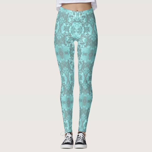 Aqua und graue Leggings (Vorderseite)