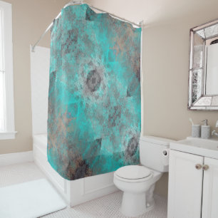 Aqua und Gray Diagonal Geometric Distressed Duschvorhang