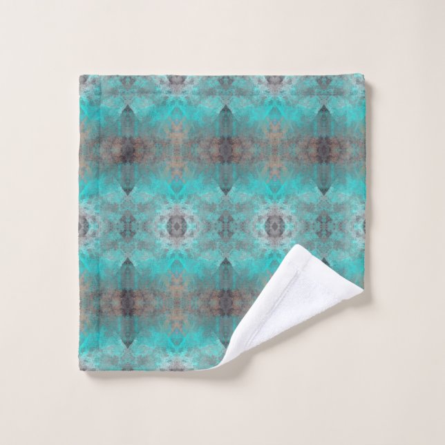 Aqua und Gray Geometric Mustertuch Waschlappen (Waschlappen)