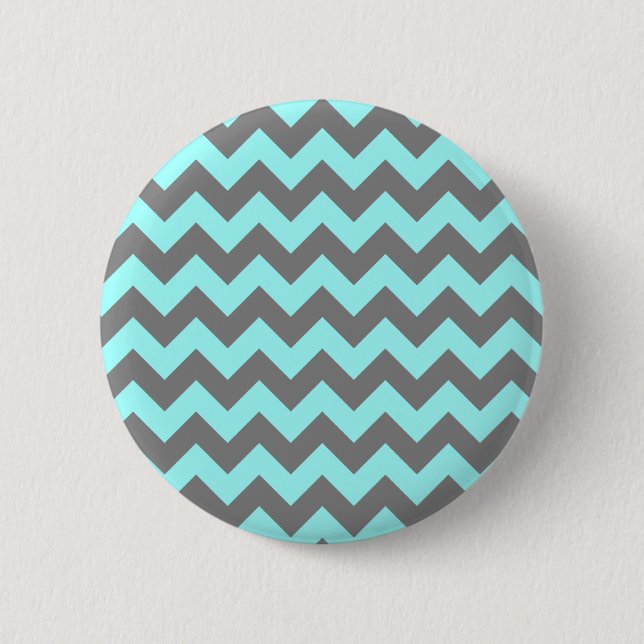 Aqua und Gray Zigzag Button (Vorderseite)