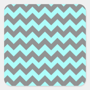 Aqua und Gray Zigzag Quadratischer Aufkleber