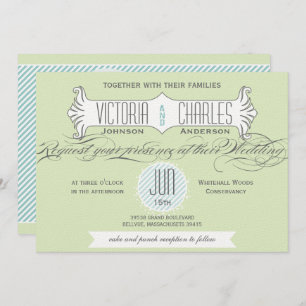 Aqua und Green Vintag Modern Typografy Wedding Einladung