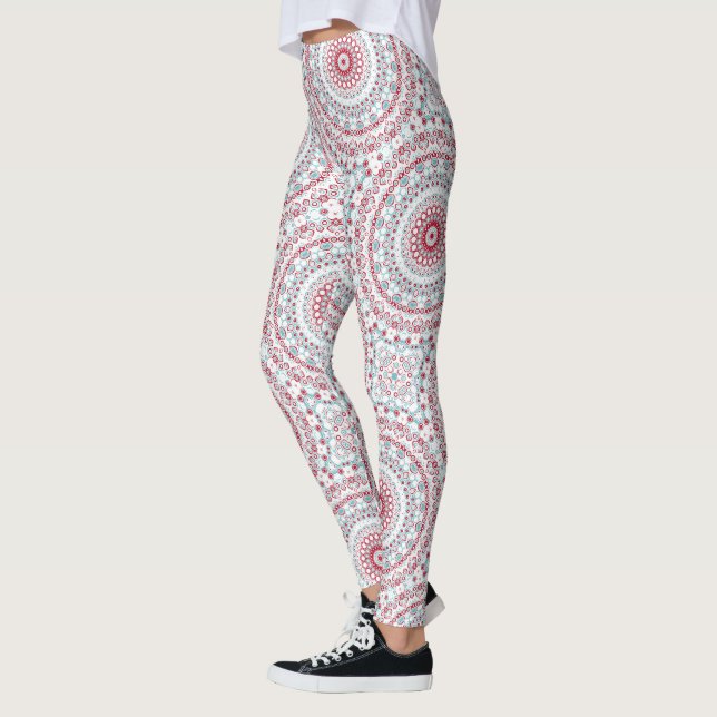 Aqua- und Krimson-Mandala-Muster Leggings (Links)