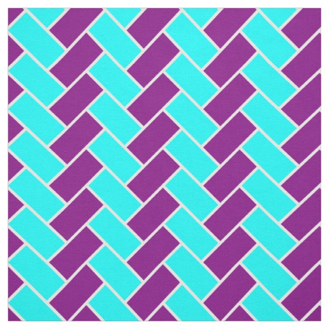 Aqua und lila Fischgrätenmuster Stoff (Muster)