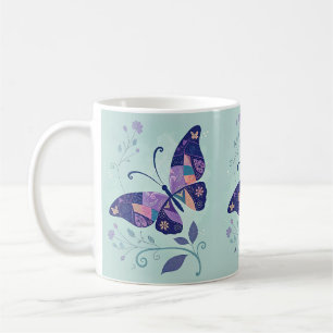 Aqua und Lila Schmetterling Kaffeetasse