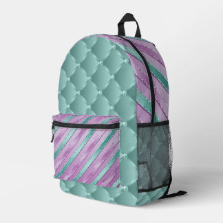 AQUA UND LILA SHIMMER SEHEN GESTUFTE AUSSICHTEN UN BEDRUCKTER RUCKSACK