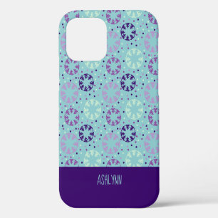 Aqua und lila synchronisierte Schwimm-Personalisie iPhone 12 Pro Hülle