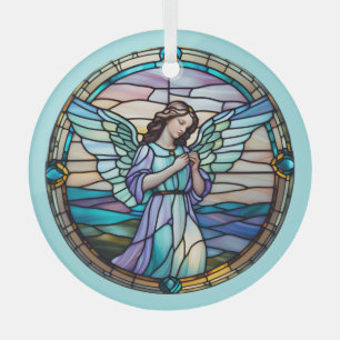 Aqua und Lilac Angel gesteinigt Ornament Aus Glas