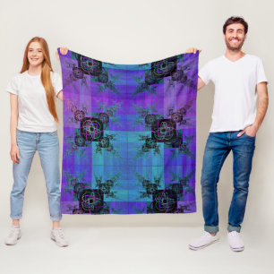 Aqua und Lilac Fraktal Joy Fleece Blanket